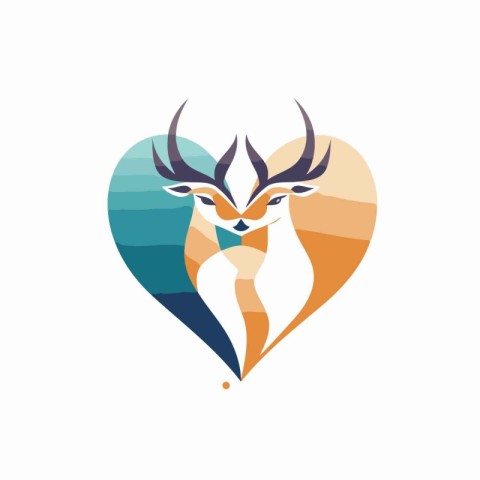 Deer love vector logo design template. Deer and heart icon.