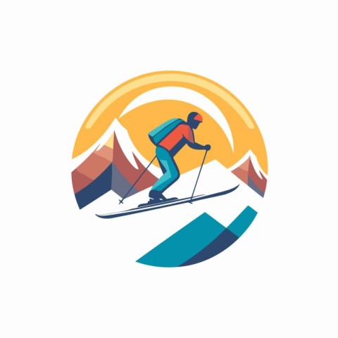 Skiing vector logo design template. Skiing logo concept.