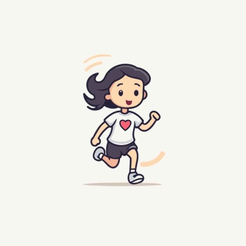 Running girl. Vector illustration. Flat design style. Isolated o