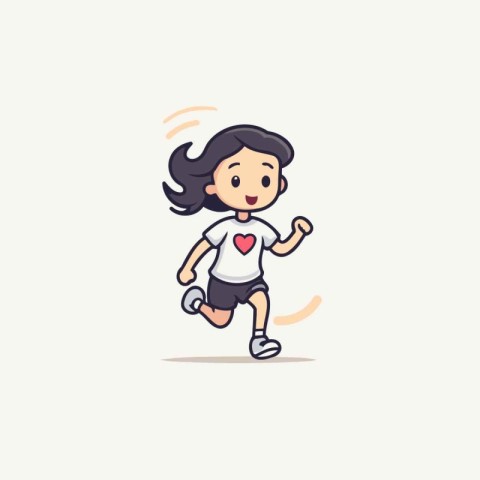 Running girl. Vector illustration. Flat design style. Isolated o