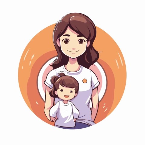 Mother and daughter cartoon icon vector illustration graphic des