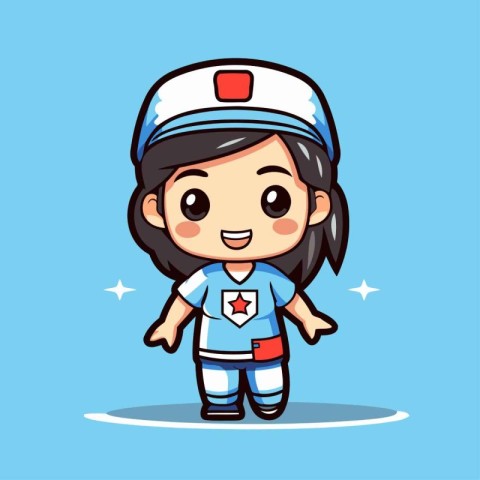 Cute nurse cartoon character vector illustration. Cute nurse car