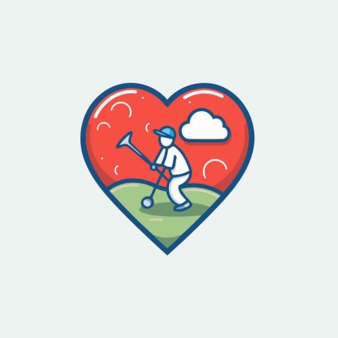 Golf logo. Vector illustration of a golf player with a golf club