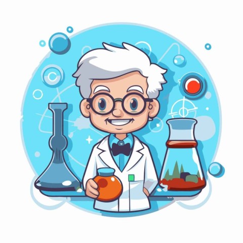 Scientist cartoon character. Vector illustration in a flat style