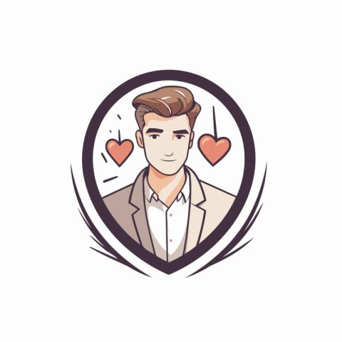 Vector illustration of a man with a heart in his hand on a white