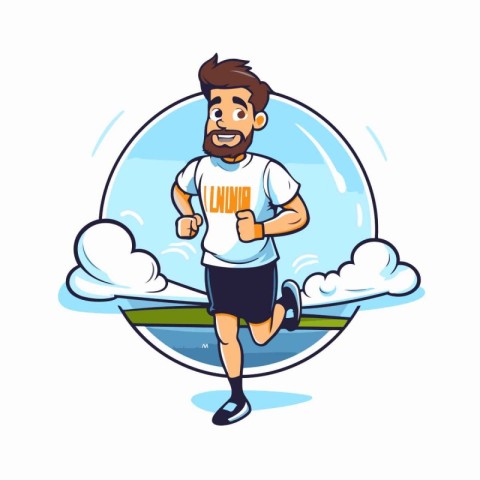 Running man. Vector illustration. Cartoon character. Healthy lif