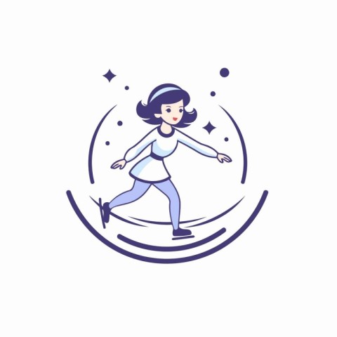 Fitness woman running in circle. Flat style. Vector illustration