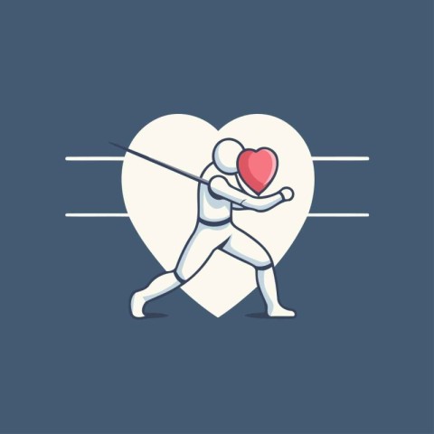 Vector Illustration of a Man in Love with a Heart in his Hand