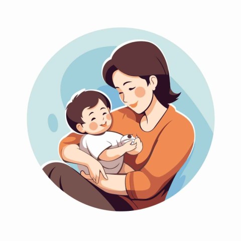 Mother with baby. Vector illustration in a flat style on white b