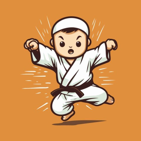 Cartoon karate boy. Vector illustration of a karate boy.