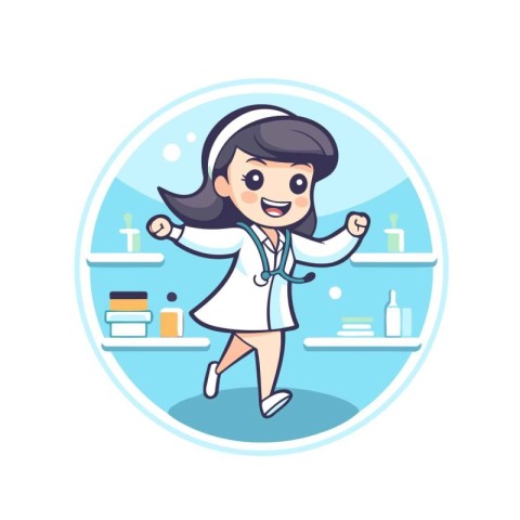 Nurse cartoon character. Vector illustration in a flat style on