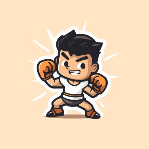 Cartoon boxer vector mascot character design. Mascot template fo