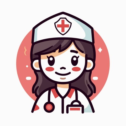 Cute nurse cartoon character. Vector illustration of a nurse in