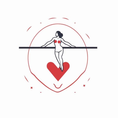 Sexy woman in bikini on a bar with heart. Vector illustration