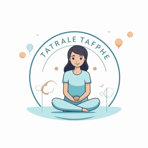 Vector illustration of a girl meditating in the lotus position.