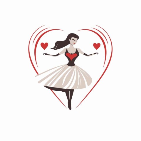 Beautiful ballerina in the form of heart. Vector illustration