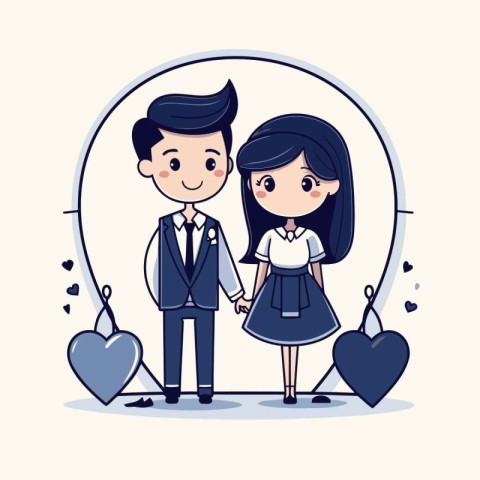 Happy couple in love. Vector illustration in cartoon style on wh