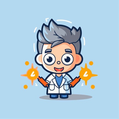 Scientist Doctor Cartoon Character Mascot Design Vector Illustra