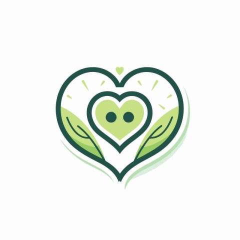 Logo heart with leafs. Vector illustration. Design element.