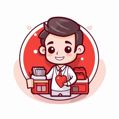 Cute Cartoon Doctor Vector Illustration. Health care and medical