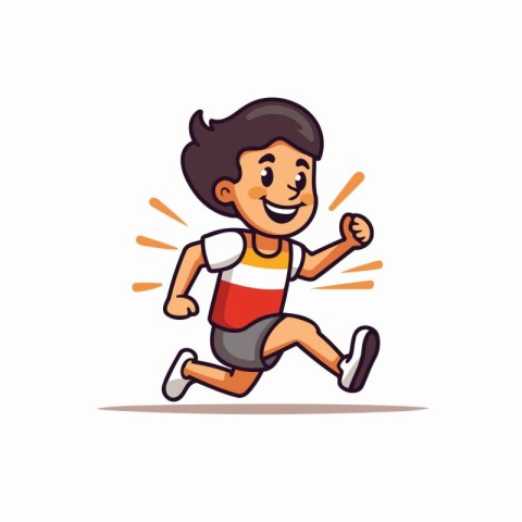 Illustration of a boy running on white background. Vector illust