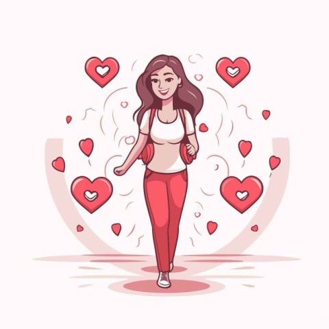 Vector illustration of a beautiful woman in sportswear with hear