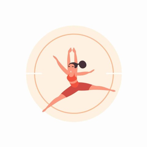 Young woman practicing yoga. Vector illustration in flat cartoon