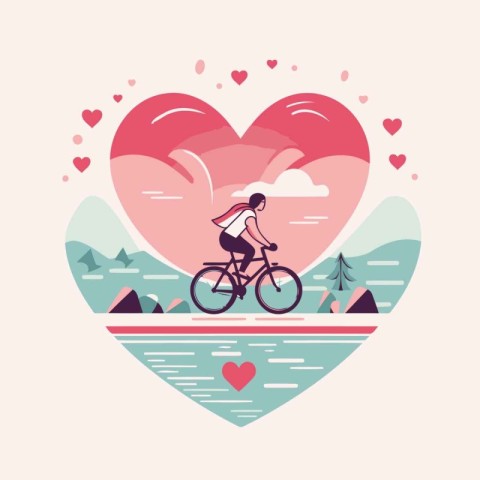 Valentine's day vector illustration in flat design style. A girl