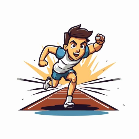 Vector illustration of a man running on a track and throwing a j