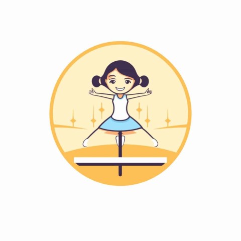 Girl practicing yoga in the park. Vector illustration in flat st