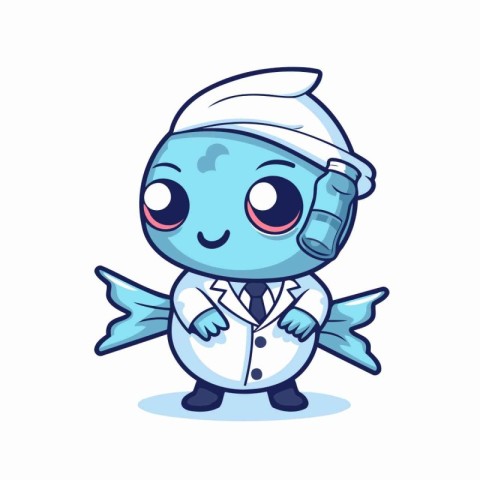 Cute Nurse Cartoon Mascot Character. Vector Illustration.