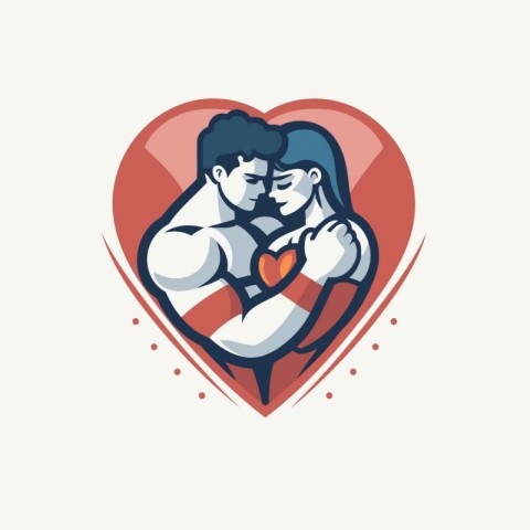 Vector illustration of a loving couple in the shape of a heart.