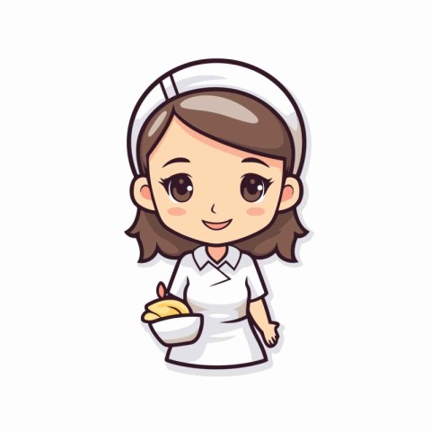 Nurse with bread character cartoon vector illustration graphic d