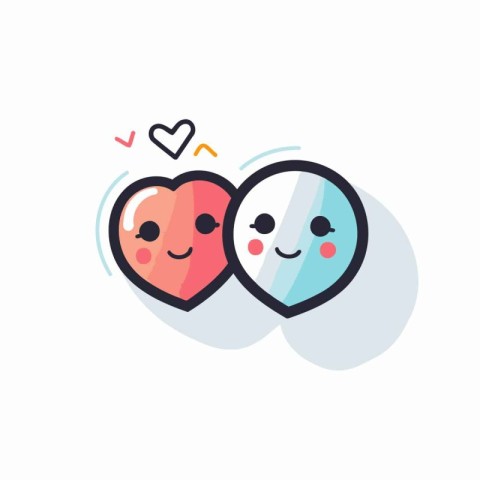 Couple of hearts in love. Vector illustration in flat style.