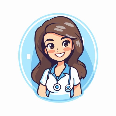 Vector illustration of a smiling female doctor in white coat and