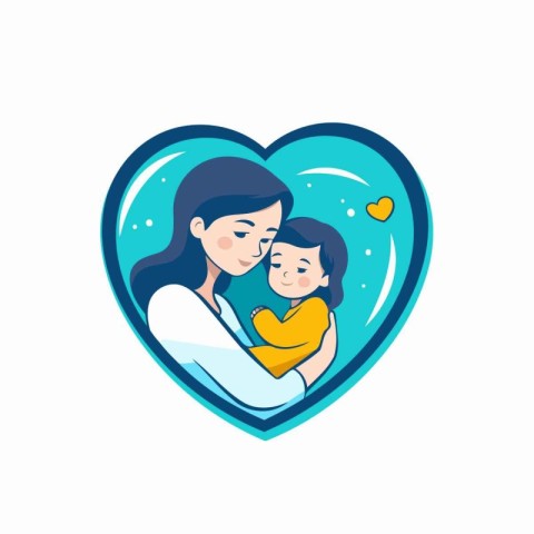 Mother and baby in a heart shape. Vector illustration in flat st