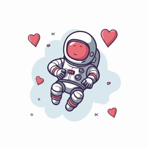 Astronaut in love. Vector illustration. Cute cartoon astronaut w