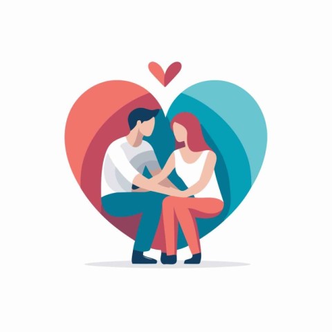 Couple in love. Vector illustration in flat style. Isolated on w