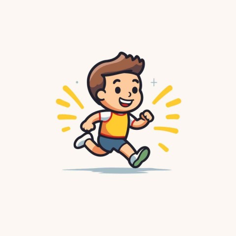 Running boy. Flat design style. Vector illustration isolated on