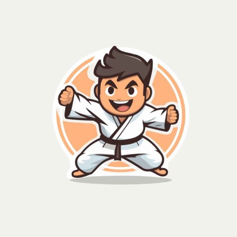 Taekwondo Cartoon Mascot Character Vector Illustration.