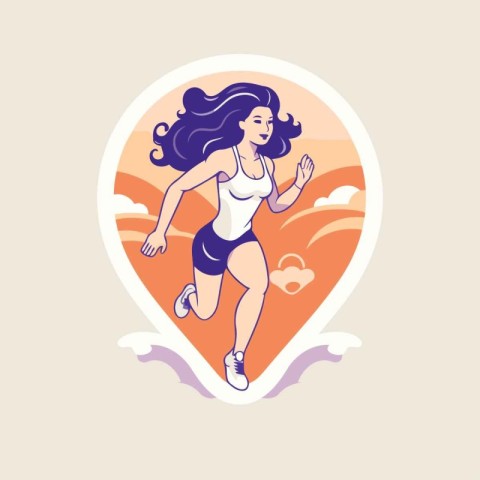 Running woman. Healthy lifestyle. Vector illustration in flat ca