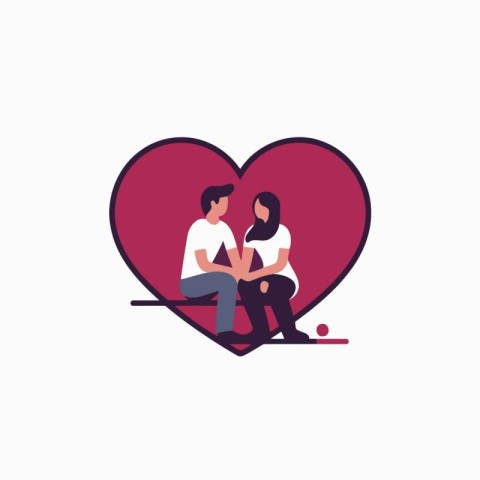 Couple inside heart design of love passion romantic valentines d