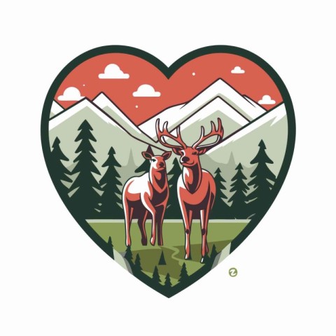 Valentine's day vector illustration with two moose in love