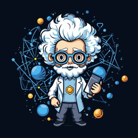 Scientist with a microscope. Vector illustration of a scientist