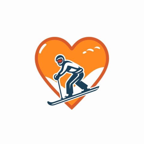 Skier Icon Logo Design Element. Skier Vector Illustration.