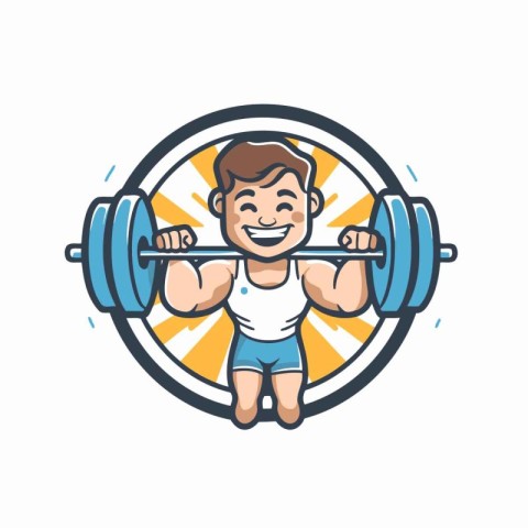 Fitness boy cartoon character vector Illustration isolated on a