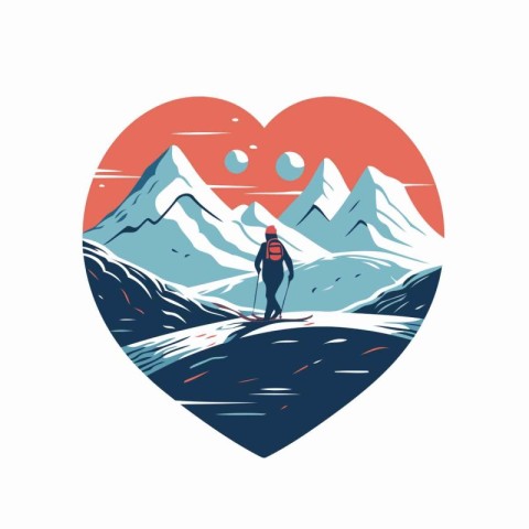 Vector illustration of a snowboarder standing in the shape of a