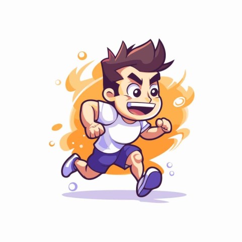 Cartoon man running fast. Vector illustration isolated on white