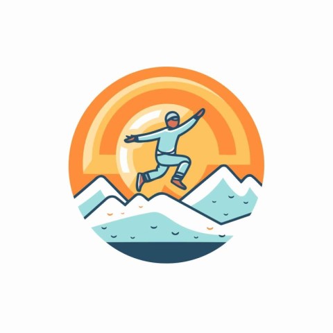 Snowboarder jumping into the air. Flat style vector illustration