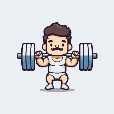 Fitness barbell mascot cartoon style vector illustration. Fitnes